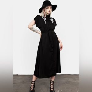 Slither Disturbia relaxed midi dress cottagecore yallternative retro white snake